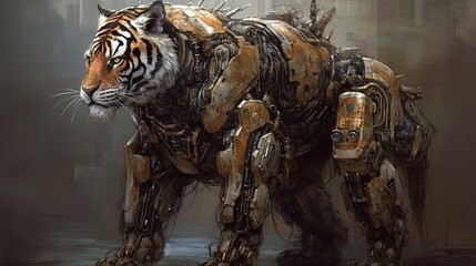 Tiger cyborg. Generative AI