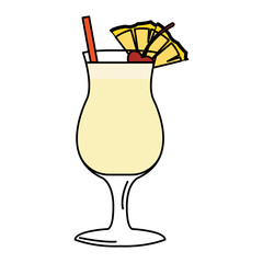 Isolated colored tropical cocktail sketch icon Vector