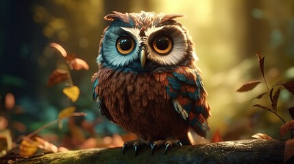 Cartoon owl. Generative AI
