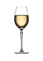 Glass of white wine  on white background. Perfect for bar and restaurant