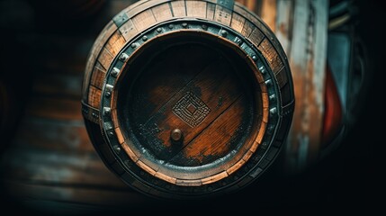 View from above of empty pirate barrel. Generative AI