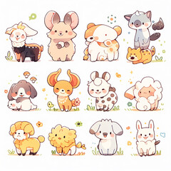 Fototapeta premium cute animal cartoon character made by AI generative image