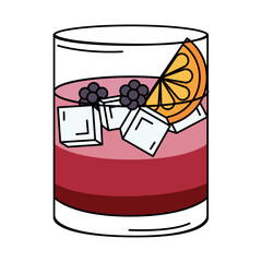 Isolated colored tropical cocktail sketch icon Vector
