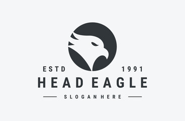 Head eagle logo vector icon illustration hipster vintage retro