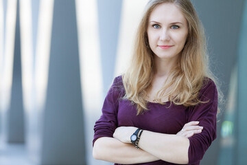 Portrait of an attractive young woman posing outdoors.