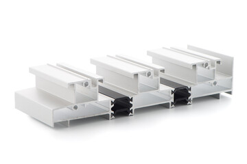 Aluminium profile sample isolated on white background.