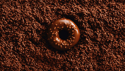 Close-up of delicious, sprinkled donuts - a sweet and tempting treat with rich chocolate and no people present. Generative AI