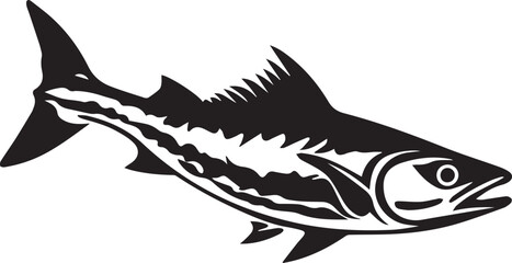 Barracuda Black And White, Vector Template  for Cutting and Printing