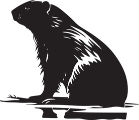 Fototapeta premium Beaver Black And White, Vector Template for Cutting and Printing