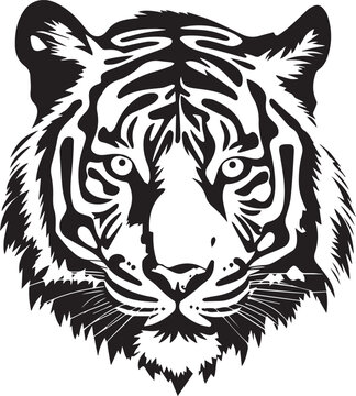 Bengal Tiger Black And White, Vector Template  for Cutting and Printing