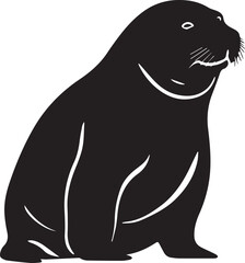 Elephant Seal Black And White, Vector Template Set for Cutting and Printing