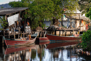 Fototapeta na wymiar traditional boat in Santa Catarina Brazil