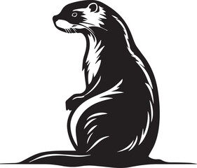 Fototapeta premium Otter Black And White, Vector Template Set for Cutting and Printing