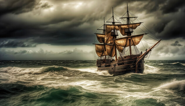 Pirate Ship Stormy Ocean Sailing Ship Epoxy Resin Tumbler – Wicked Fantasy  Designs
