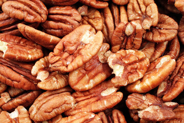 A close up image of pecan halves