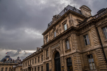 Fototapeta na wymiar The Artillerie building in Paris, France is seen on a gloomy morning.