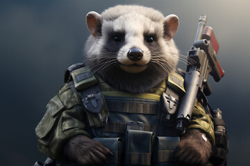 Generative AI.
weasel soldiers wear armed vests