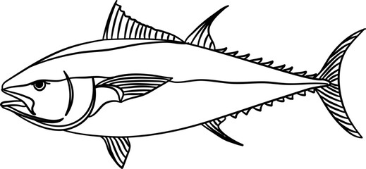 Tuna Fish Outline Illustration Vector