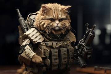 Generative AI.
cat soldiers wear armed vests
