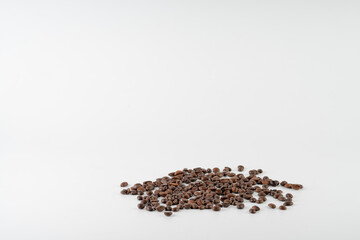 Coffee beans isolated on white background with copy space for text. Coffee background or texture concept.