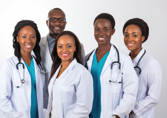 General practitioner and doctor and nurse as african american medical team - obrazy, fototapety, plakaty
