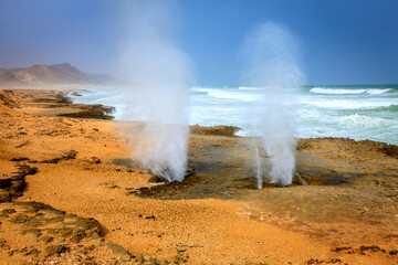 Blow holes at Al Mughsayl beach near Salalah, Oman