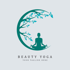 Beauty yoga logo design vector.