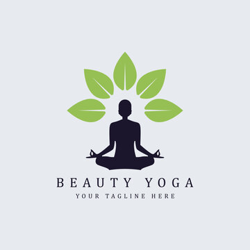 beauty yoga meditation logo template