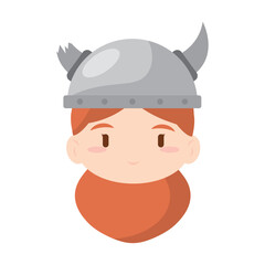 Isolated cute chibi female viking character avatar Vector