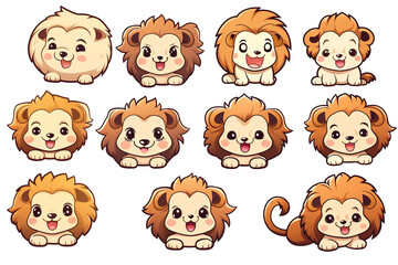 kawaii Lions sticker image, in the style of kawaii art, meme art isolated PNG