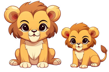 Obraz na płótnie Canvas kawaii Lions sticker image, in the style of kawaii art, meme art isolated PNG
