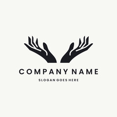 Hand Logo vector design template black logo and white background