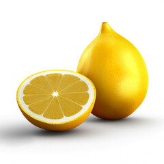 Lemon with half isolated on white background. generative ai.