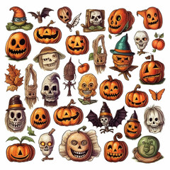 Set of Halloween design elements. Vector illustration. generative ai.