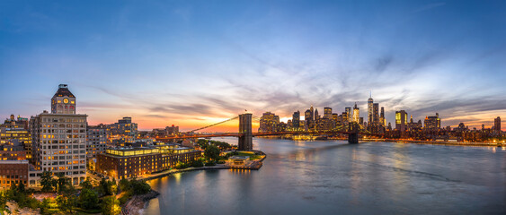 New York City Skyline over the East River.