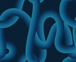 60s wavy lines wallpaper in blues colors. Vector seamless pattern - 622126117