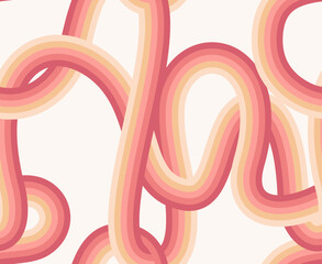 70s wavy lines wallpaper in solar colors. Vector seamless pattern