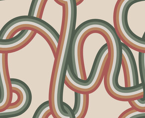 70s wavy lines wallpaper. Vector seamless pattern - 622126128