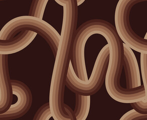70s wavy lines wallpaper in earthy colors. Vector seamless pattern - 622126135