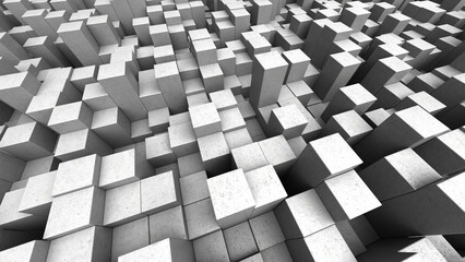 abstract 3d illustration of concrete cubes background