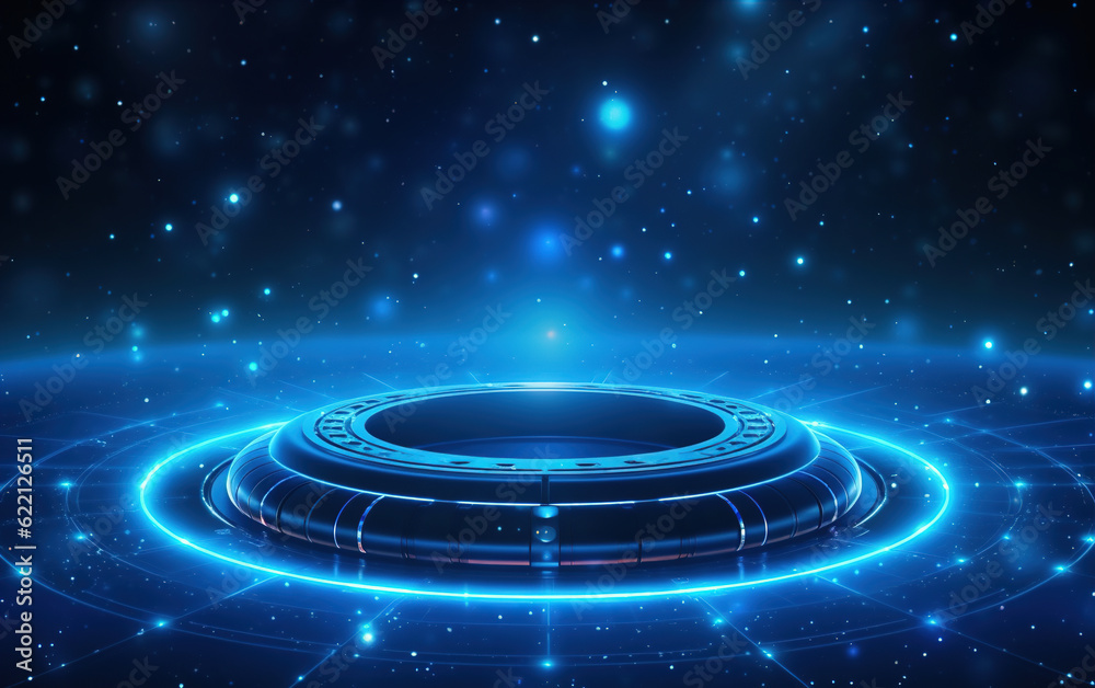 Poster glowing technology circle background,created with generative ai tecnology.