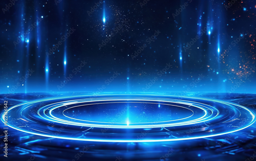 Sticker glowing technology circle background,created with generative ai tecnology.