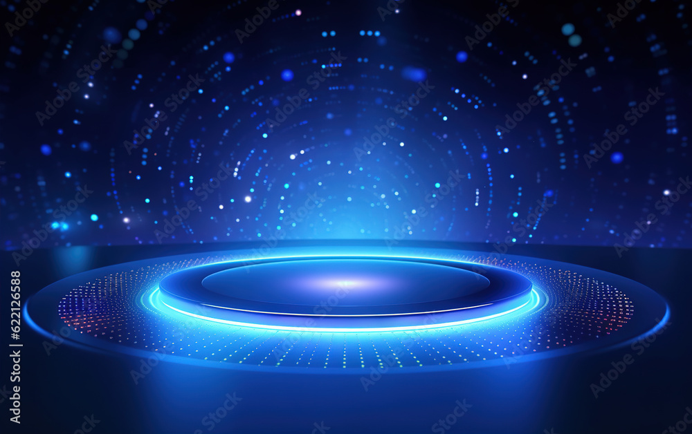 Wall mural glowing technology circle background,created with generative ai tecnology.