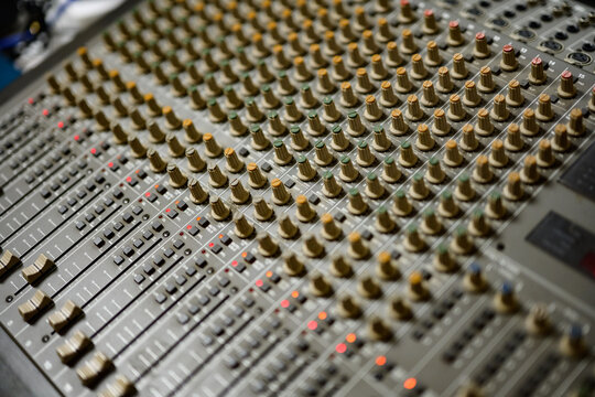 Audio sound board with sliders and knobs