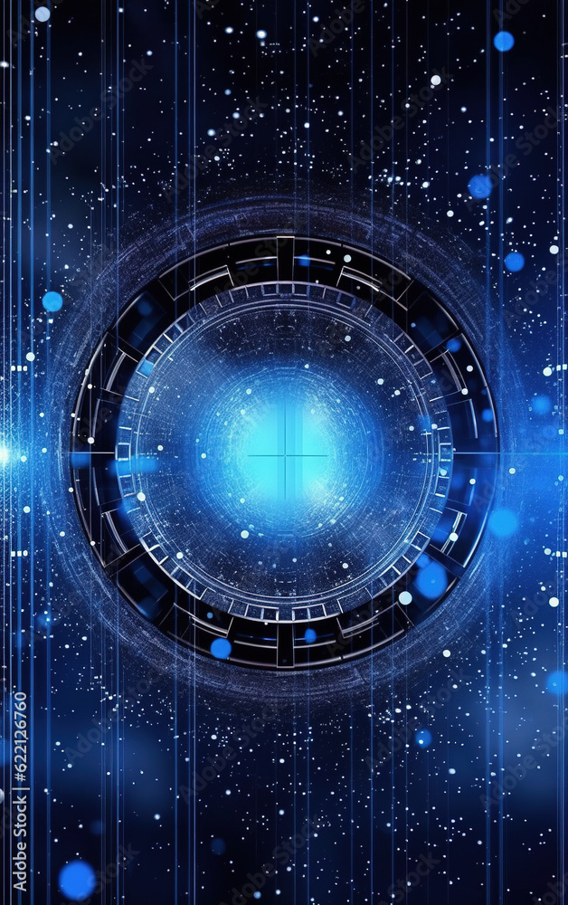 Sticker glowing technology circle background,created with generative ai tecnology.