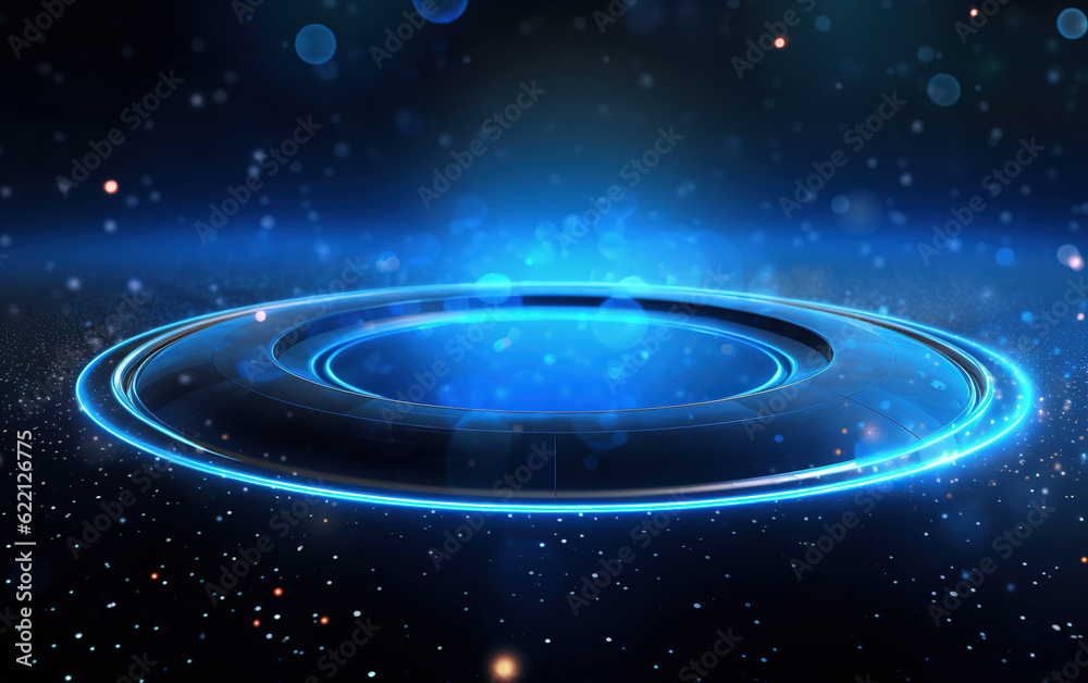 Sticker glowing technology circle background,created with generative ai tecnology.
