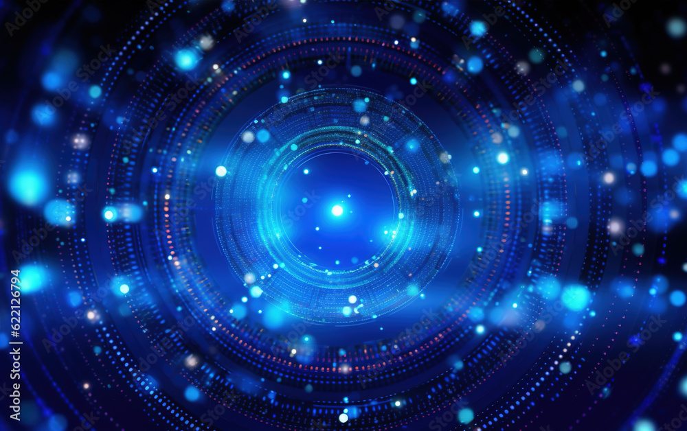 Sticker glowing technology circle background,created with generative ai tecnology.
