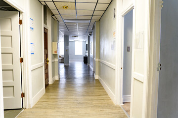 Hallway leading to rooms at old orphanage for foster care