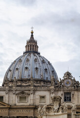 Fototapeta na wymiar St. Peter Basilica is a church in the Renaissance style located in the Vatican City. Dome