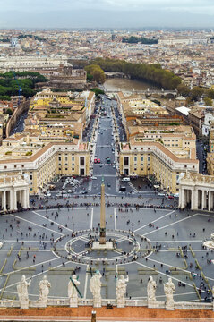 View of St. Peter Square and Rome from the Dome of St. Peter Basilica, Vatican